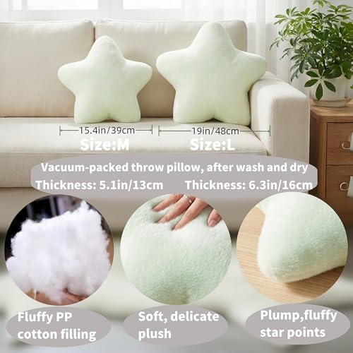 Star Shaped Pillow 15.4" Light Green Soft Cute Decorative Throw Pillows