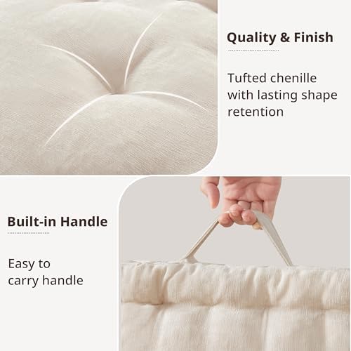 Intelligent Design Floor Pillow, Large Cushion for Meditation, 24x24 Ivory