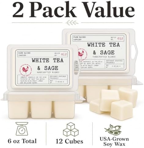 White Tea & Sage Soy Wax Melts, 2 Pack, 6 oz