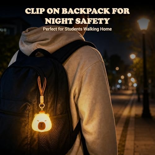 UNEEDE Mini Capybara Night Light with Lanyard, 8 Color Changing Rechargeabl