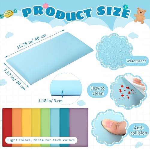 24 Pack Wall Padding Headboard 15.75" x 7.87" x 1.18" Rainbow Colors