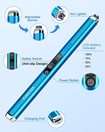 【Upgraded 】 Dual Arc Electric Candle Lighter Rechargeable USB Lighter Plasma Arc Lighters for Candle (Saphhire Blue)
