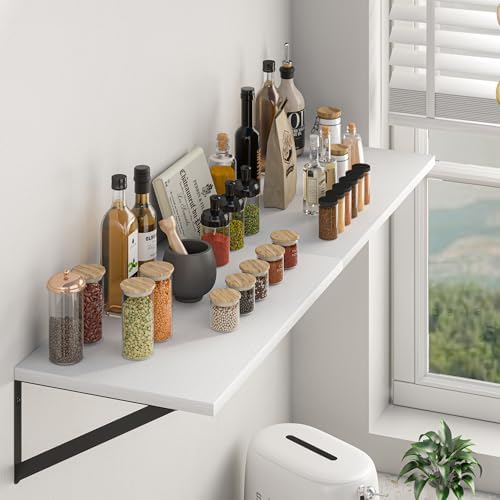 Heimlove 40W x 12D Deep Floating Shelves Set of 2 White
