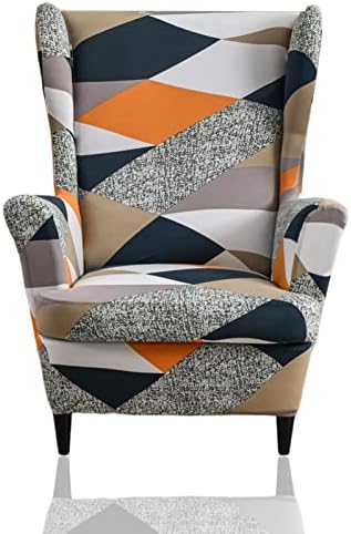 Wing Chair Slipcover, 2-Piece Printed Wingback Chair Cover