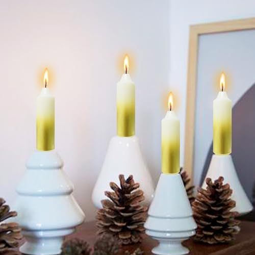 NJAO HOO Gold Christmas Candles 5 Inch Short Taper Candle Metallic Candlesticks Unscented Candle Set for Home Decor Christmas Party Dinner Candles, 4 Pack