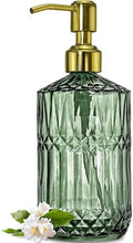 JASAI 18Oz Green Glass Soap Dispenser with Gold Rust Proof Pump