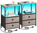 LOAKEKEL Nightstands Set of 2, LED Night Stand with Charging Station