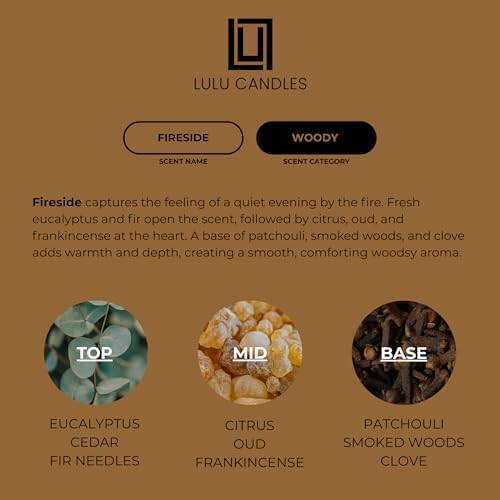 Lulu Candles | Fireside | Smells Like a Bonfire | Luxury Scented Soy Jar Candle | Hand Poured in The USA | Highly Scented Long Lasting (9 Oz.)
