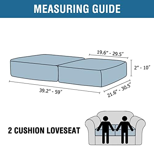 H.VERSAILTEX Velvet Stretch Couch Cushion Cover Plush Cushion Slipcover for Chair Loveseat Sofa Cushion Furniture Protector Seat Cushion Sofa Cover (2 Piece Medium Sofa Cushion Covers, Grey)
