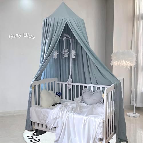 Kids Bed Canopy - Girls Canopy for Crib, Nursery, Reading Nook - Light Blue