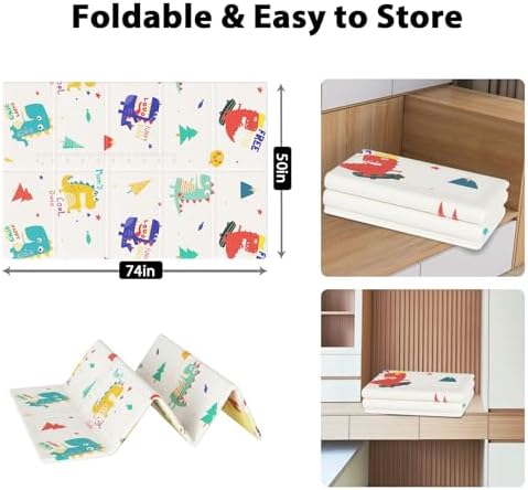 XVISHX Baby Play Mat, 74 x 50 Inch Play Mat Perfect for Use Baby Playpen, Foldable Baby Foam Playmat for Floor, Portable Waterproof Activity PlayMats for Babies, Infants and Toddlers