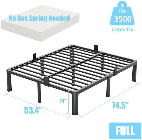 14 Inch Full Metal Bed Frame with Rounded Corner,Mattress Retainer