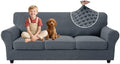 MAXIJIN 4 Pieces Stretch Couch Covers for 3 Cushion Sofa Pet Friendly Couch Cover for Dogs Washable Sofa Slipcovers Thick Soft Furniture Protector with Non Slip Strap (Dark Gray, 71"-91")