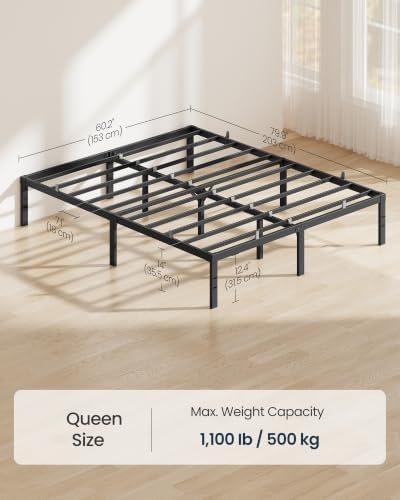 SONGMICS HOME Queen Size Bed Frame, Metal Platform Bed Frame, 14 Inch