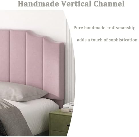 Befurtori King Size Headboard Only, Velvet Wall Mount Headboard, Pink