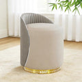 Vanity Chair with Back, Leather Vanity Stool - 360° Swivel Makeup Chair, No Assembly Upholstered Comfy Makeup Stool Ottoman for Bedroom, Dressing Room, Living Room, Grey