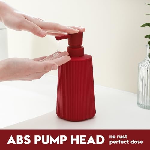 YAUKPH Small Soap Dispenser for Bathroom and Kitchen Matte Red