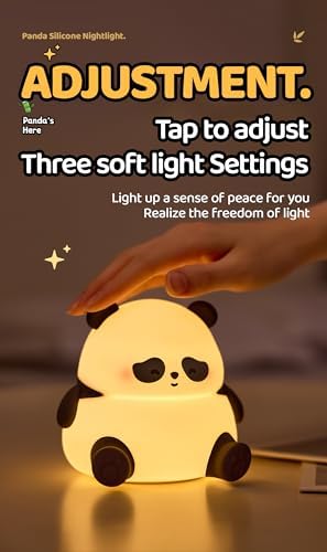 Cute Panda Lamp, Squishy Sleepy Panda Night Light Novelty Animal Lamp, 3 Level Dimmable Nursery Nightlight with Timer, Silicone Touch Night Light Fun Gifts for Kids Boys Girls