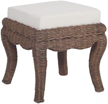 JONATHAN Y Rowan 19.7" Coastal Woven Rattan Vanity Stool, Black Wash