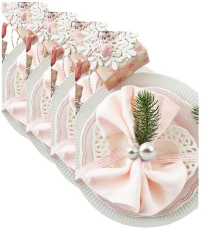 Kesote Pearl Napkin Rings, Silver, Set of 12 (Pack of 4)
