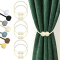 Hion Magnetic Curtain Tiebacks Beige 6pcs, Curtain Holdbacks Hooks Holders