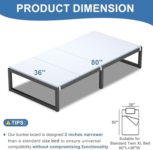 Lutown-Teen Bunkie Board Twin XL High-Density Polymer Bed Support, White