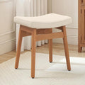LUE BONA Vanity Saddle Stool with Wood Legs, Modern Vanity Chair for Makeup