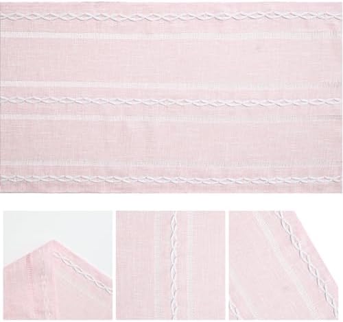 Artoid Mode Pink Rustic Cotton Linen Table Runner 13x60 Inch