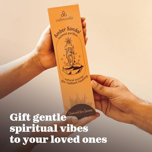 CALMVEDA Amber Incense Sticks Resinous - Ultra Luxurious, 40+ Thick Sticks