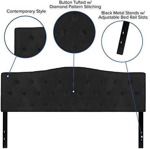 Flash Furniture Cambridge Tufted Upholstered King Size Headboard in Black Fabric