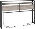 HOOBRO Queen Size Headboard, Headboard with 2 Outlets and 4 USB Ports, Adjustable Height, Storage Rack, Sturdy and Stable, Easy Assembly, Greige and Black