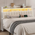 ONBRILL Ergonomic Headboard King Size with 2-Tier Storage, Off White