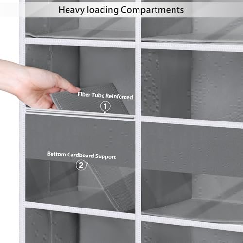 Univivi Upgraded Over the Door Organizer for Baby Nursery, Grey, 6-Shelf