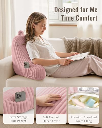 Blissful Diary Reading Pillow for Bed, Backrest Pillow, Plush Pink