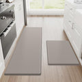 StepRite Kitchen Mats for Floor, 2-Piece Anti-Fatigue Kitchen Rugs, Khaki