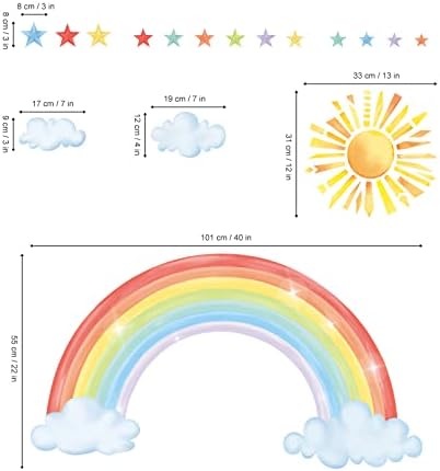 decalmile Rainbow Sun Cloud Star Wall Decals Stickers