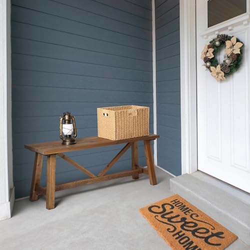 Wnutrees 43" Farmhouse Solid Wood Bench, Narrow Long Seat, Natural