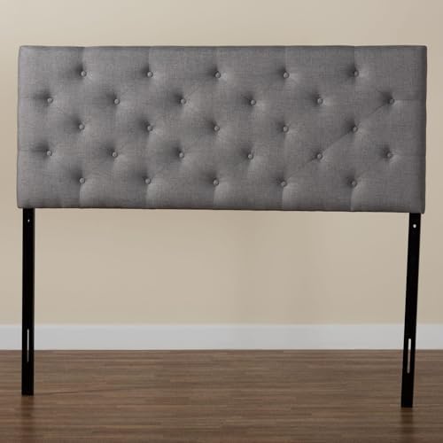 Baxton Studio Viviana Modern & Contemporary Fabric Upholstered Button Tufted Headboard, Queen, Grey