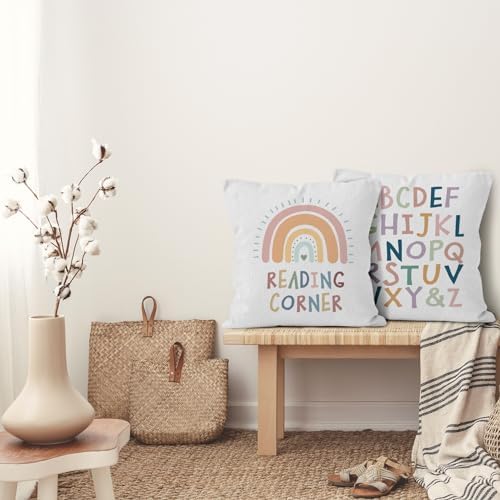 Reading Corner Throw Pillow Covers 18x18 Set of 2
