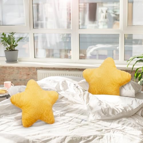Sumind 2 Star Pillows 15.7'' Cute Decorative Yellow Throw Pillow for Bed