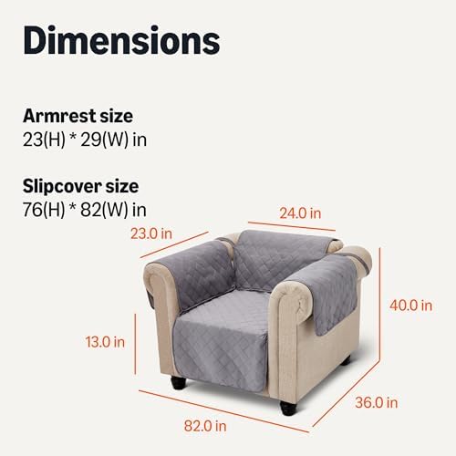 Amazon Basics Reversible Sofa Slipcover, One Seat, Small, Gray/Light Gray
