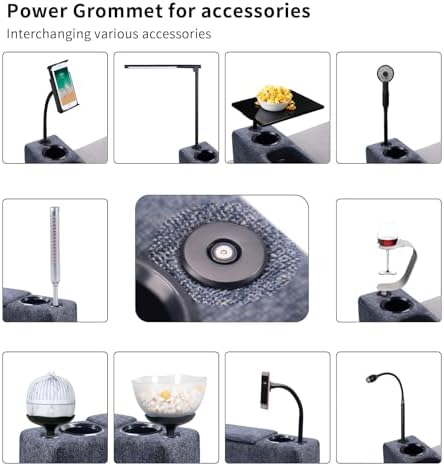 Multifunctional Sofa Armrest, Couch Armrest with Wireless Charge Stand, Removable Couch Caddy with Storage,Including LED Reading Light