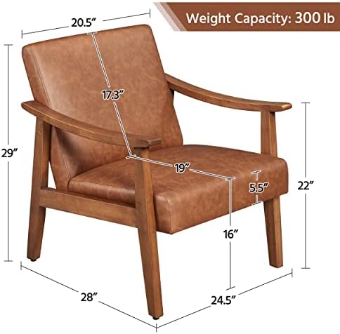 Yaheetech Accent Chairs Set of 2, Mid-Century Armchairs, Light Brown