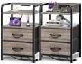 Huuger Nightstands Set of 2, Night Stand, Charging Station, USB-C Ports