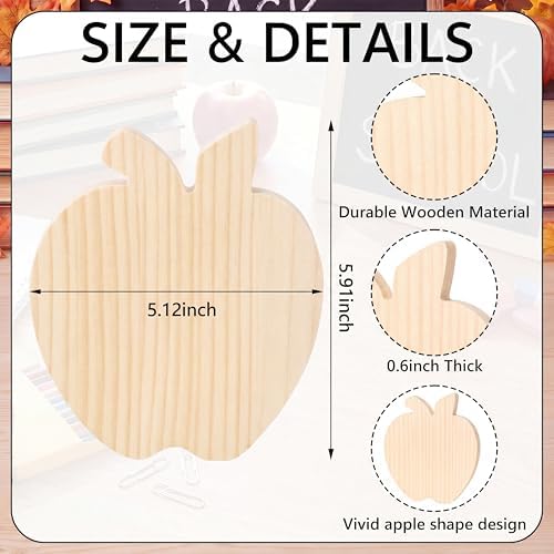 Jetec 5 Pack 6 Inch Unfinished Wooden Apple for Crafts Apple Cutouts