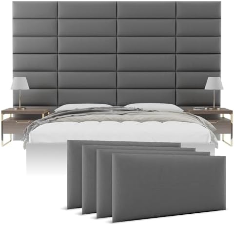 Vänt Wall Mounted Headboard Panels, Queen/Full, Vintage Leather Gray Pewter