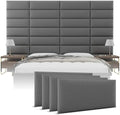 Vänt Wall Mounted Headboard Panels, Queen/Full, Vintage Leather Gray Pewter