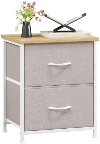 Somdot Night Stand with 2 Drawer, Small Nightstand End Table, Bedside Table