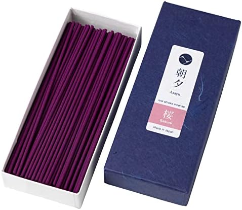 Asayu Japan Sakura Cherry Blossom Incense Sticks, Low Smoke Japanese, 40g
