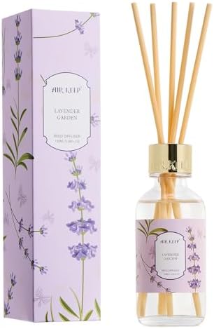 Airkeep Reed Diffuser Oil Set with Reed Sticks,Lavender Garden Aromatherapy Oil Scent Diffuser for Home Office Bathroom Decoration Perfume and Gifts 3.38 oz/100ml